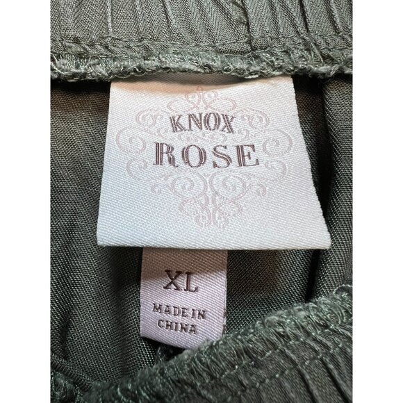 Knox Rose Women's Pull On Casual Pants Tie Waist Size XL Olive Green Pockets - Picture 3 of 10